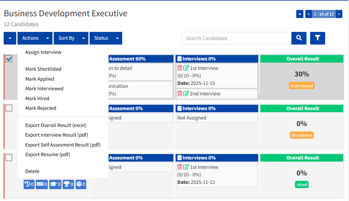 Update Status Update Status